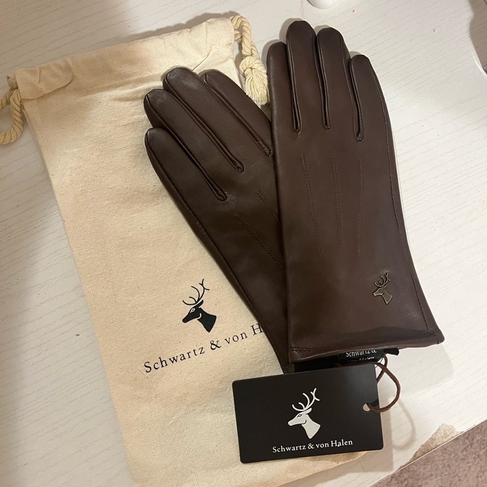 Schwartz von halen lily dark chocolate brown leather  gloves